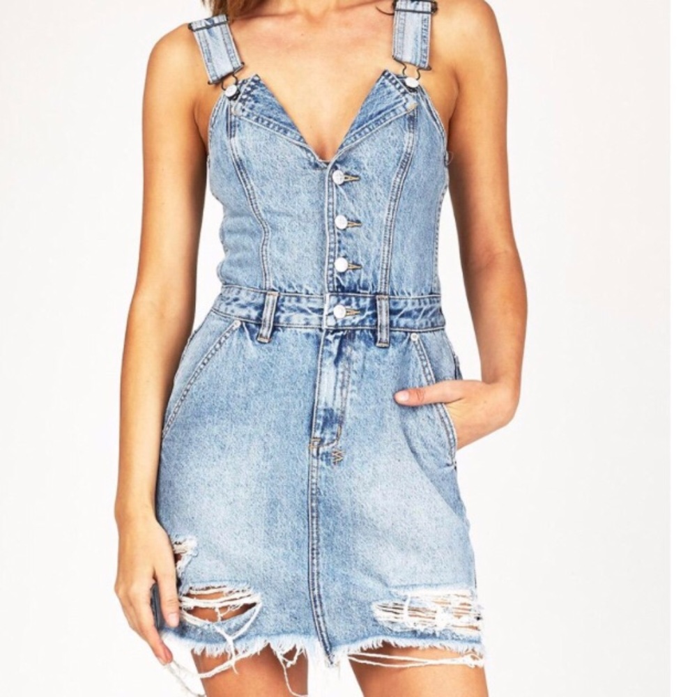 Denim overall dress